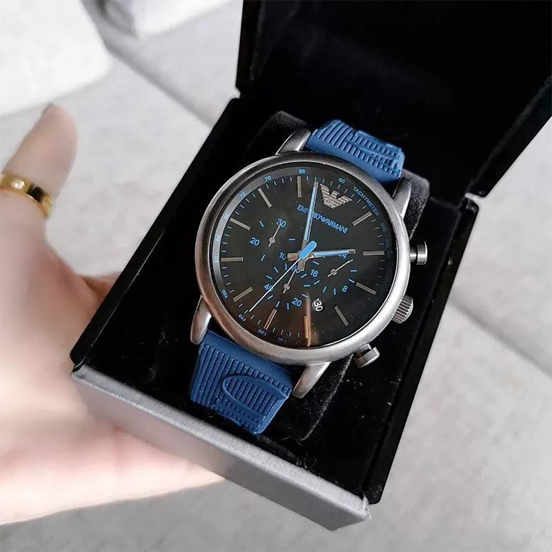 Emporio Armani Luigi Chronograph Blue Silicone Men's Watch- AR11023